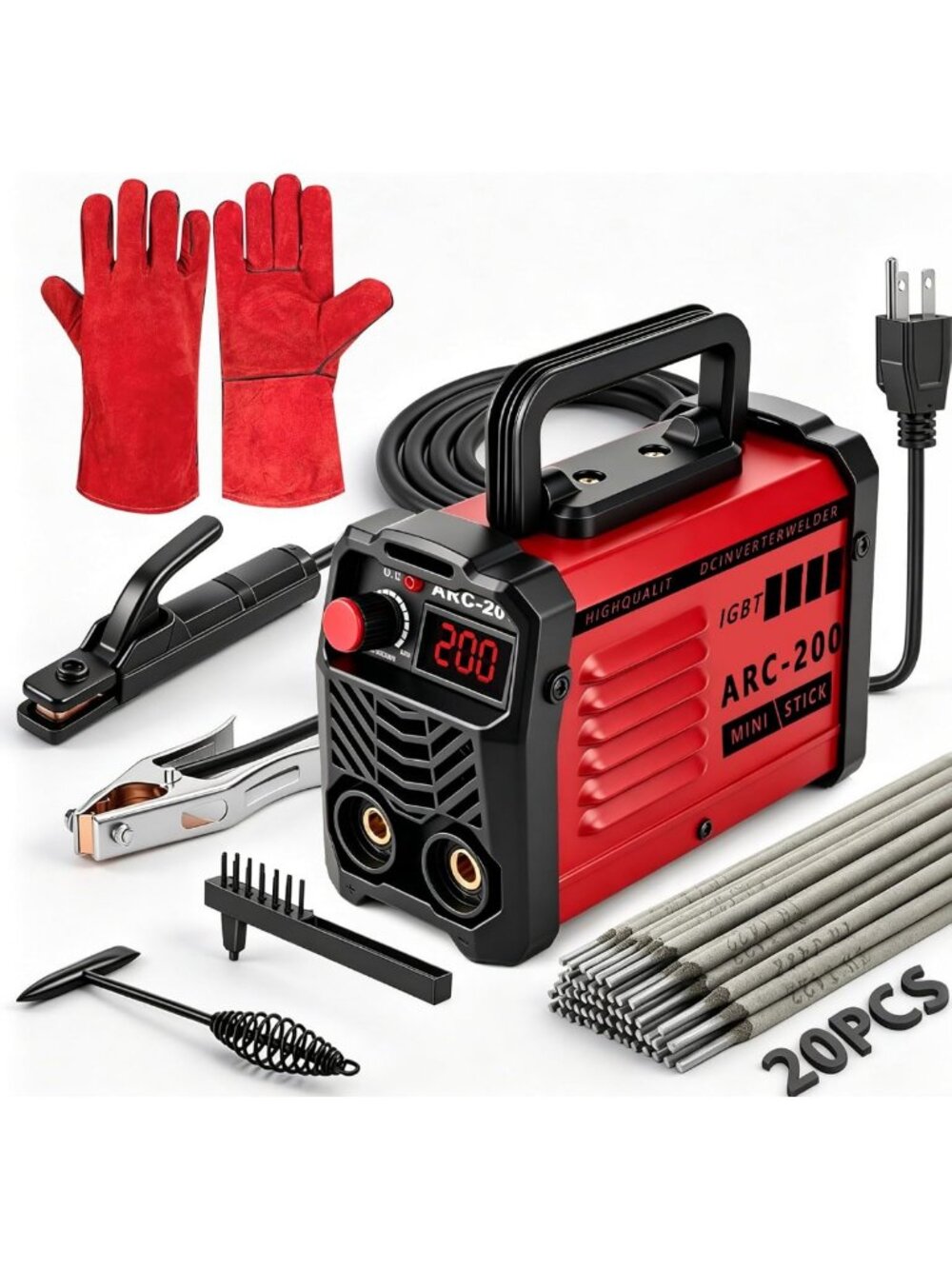 200Amp Portable Mini Welding Machine with 20PCS Rods - Compact & Powerful Welder